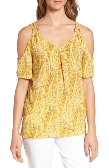 Women's Michael Michael Kors Hatcher Cold Shoulder Top - Yellow