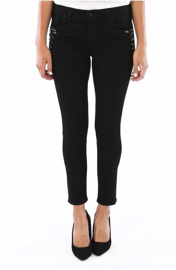 Women's Kut From The Kloth Donna Rhinestone High Waist Ankle Skinny Jeans - Blue