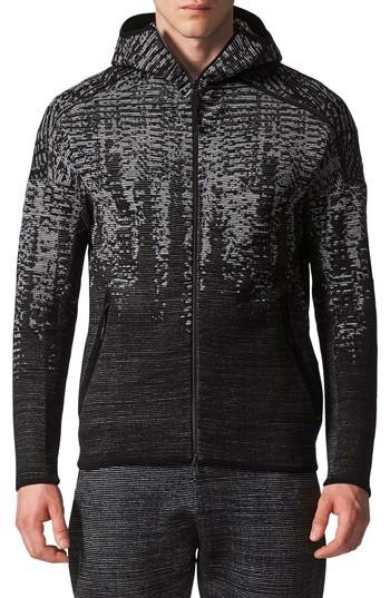 Men's Adidas Z.n.e. Pulse Knit Zip Hoodie, Size - Black