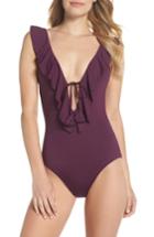 Women's Becca Socialite Ruffle One-piece Swimsuit - Burgundy