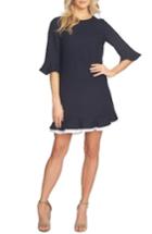 Petite Women's Cece Kate Ruffle Dress P - Blue