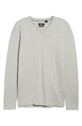 Men's Boss Tyson Long Sleeve V-neck T-shirt - Grey