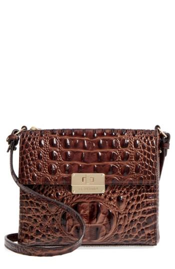 Brahmin Melbourne Manhattan Croc Embossed Leather Crossbody Bag - Brown