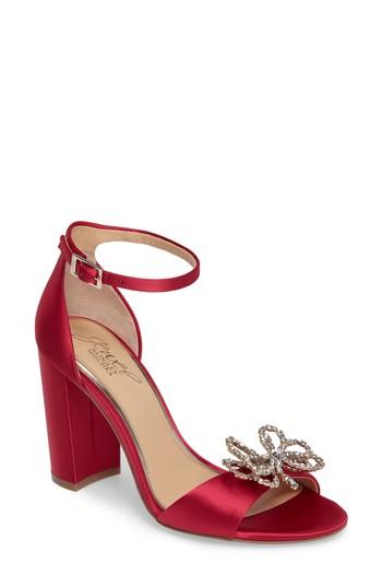 Women's Jewel Badgley Mischka Lex Embellished Block Heel Sandal .5 M - Pink