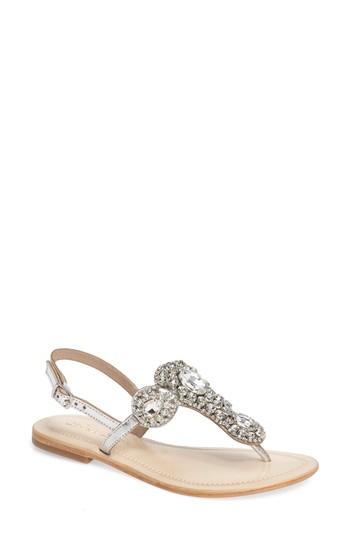 Women's Lauren Lorraine Bahama Crystal Embellished Sandal .5 M - Metallic