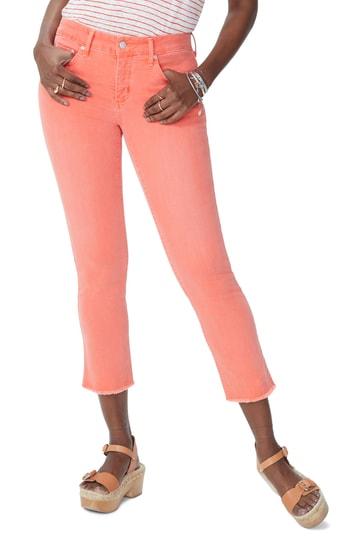 Women's Nydj Sheri High Waist Frayed Hem Stretch Slim Ankle Jeans - Orange