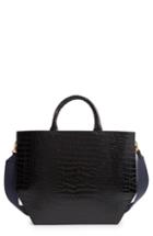 Trademark Collapsing Croc Embossed Calfskin Leather Tote - Black