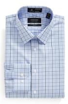 Men's Nordstrom Men's Shop Smartcare(tm) Trim Fit Check Dress Shirt 34/35 - Green