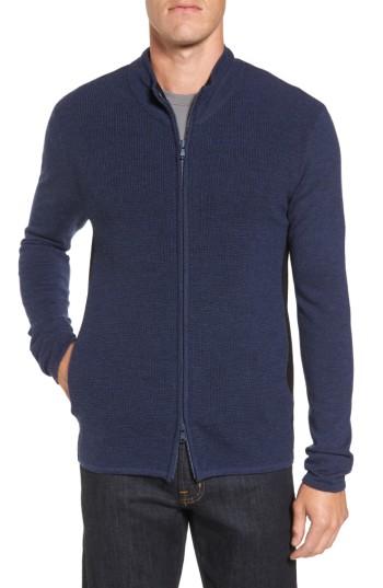 Men's Zachary Prell Hamilton Full Zip Wool Sweater - Blue