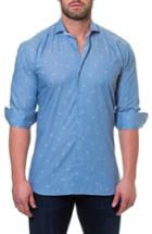 Men's Maceoo Wall Street Print Sport Shirt (s) - Blue