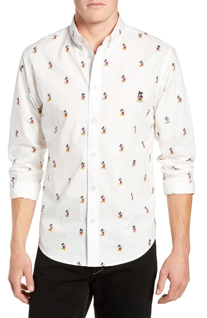 Men's Rag & Bone Mickey Mouse Fit 2 Tomlin Sport Shirt - White