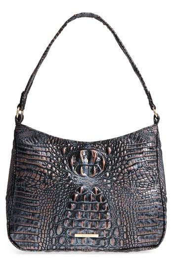Brahmin Nadia Croc Embossed Leather Shoulder Bag - Blue