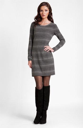 Three Dots Long Sleeve Stripe Sweater Dress