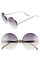 Women's Linda Farrow 58mm Round 18 Karat White Gold Trim Sunglasses -