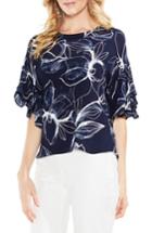 Women's Vince Camuto Fresco Petals Tiered Ruffle Sleeve Blouse, Size - Blue