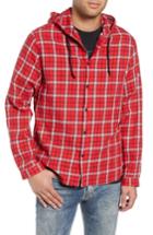 Men's The Kooples Checkered Classic Fit Hoodie Shirt Jacket - Red