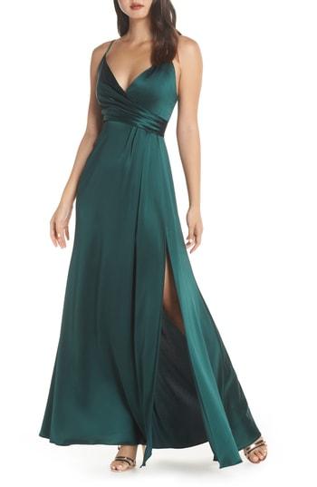 Women's Jill Jill Stuart Faux Wrap Satin Gown - Green