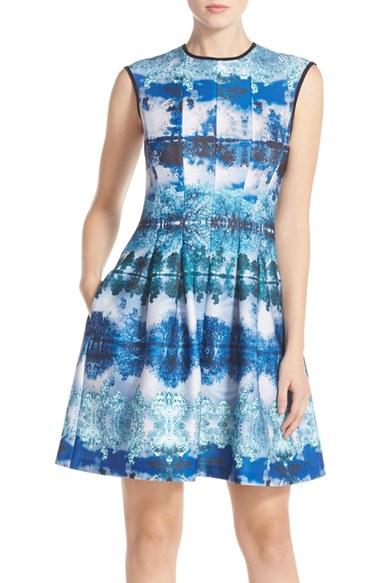 Women's Gabby Skye Print Scuba Fit & Flare Dress