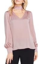 Petite Women's Vince Camuto Mock Choker Neck Blouse, Size P - Pink