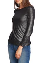 Women's 1.state Metallic Ruched Sleeve Top, Size - Black