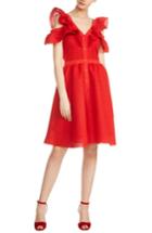 Women's Maje Reglissebleu Cold Shoulder Fit & Flare Dress - Red