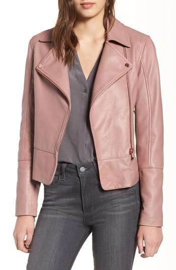 Women's Ted Baker London Lizia Leather Biker Jacket - Pink