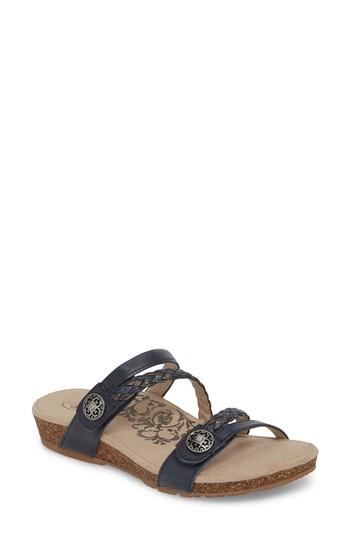 Women's Aetrex Janey Braided Slide Sandal .5 M - Blue