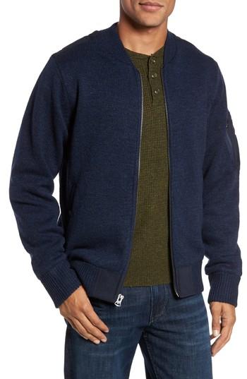 Men's Schott Nyc Ma-1 Sweater Jacket, Size - Blue