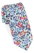 Men's Nordstrom Men's Shop Floral Cotton Skinny Tie, Size - Blue