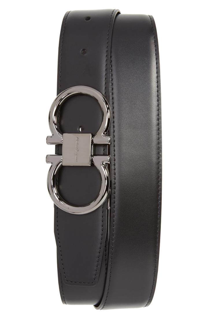 Men's Salvatore Ferragamo Gancio Reversible Calfskin Leather Belt