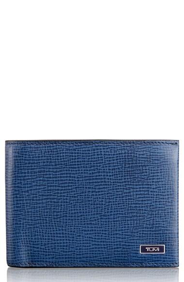 Men's Tumi 'monaco' Double Billfold Leather Wallet - Blue