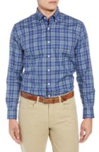 Men's Peter Millar Crown Ease Flatey Island Regular Fit Tartan Plaid Sport Shirt, Size - Blue
