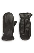Women's Nordstrom Faux Fur Lined Leather Mittens - Black