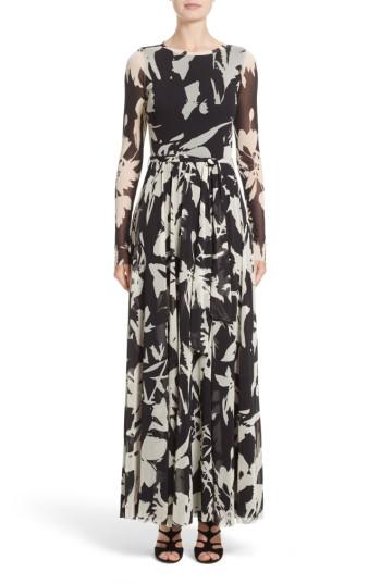 Women's Fuzzi Bicolor Floral Print Tulle Maxi Dress