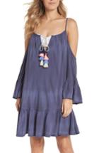 Women's Surf Gypsy Tasseled Cold Shoulder Cover-up Tunic - Blue