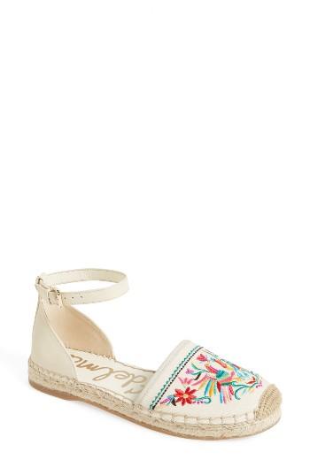 Women's Sam Edelman Jemmie Peacock Embroidered Espadrille M - Ivory