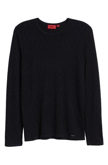 Men's Hugo Scuber Slim Fit Diamond Sweater, Size - Blue