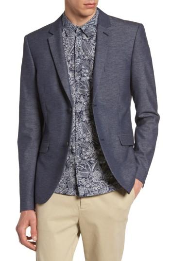 Men's Topman Slim Fit Jersey Blazer - Blue