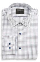 Men's Nordstrom Men's Shop Tech Smart Traditional Fit Check Stretch Dress Shirt - 32/33 - Burgundy