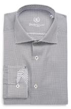 Men's Bugatchi Trim Fit Diamond Grid Dress Shirt - White