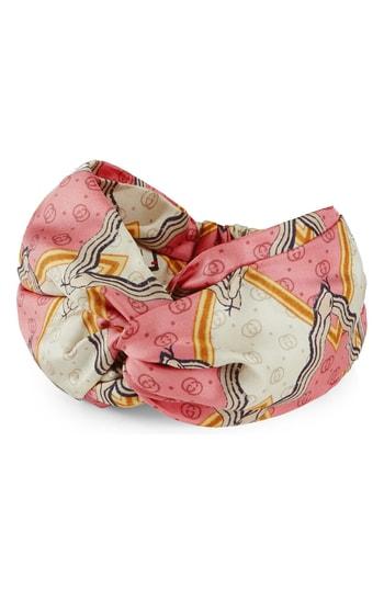 Gucci Snake Print Silk Headband - Coral