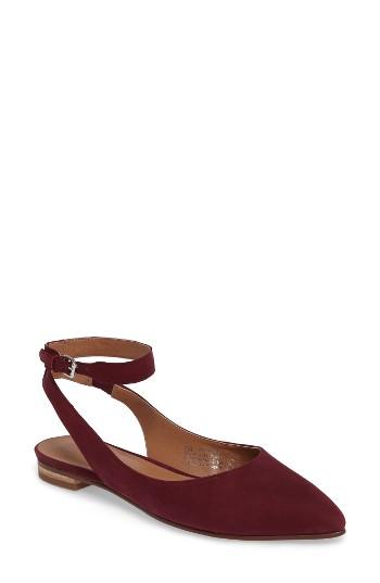 Women's Caslon Abby Ankle Strap Flat M - Burgundy