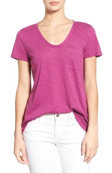 Women's Caslon Relaxed Slub Knit U-neck Tee - Purple