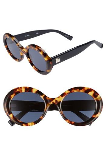 Women's Max Mara Prism Viii 51mm Oval Sunglasses - Havana Blue