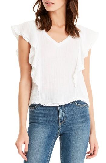 Women's Michael Stars Flounce Sleeve Top - White