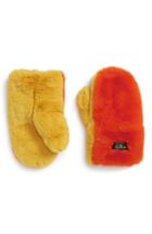 Women's Heurueh Supersoft Colorblock Faux Fur Mittens, Size - Yellow