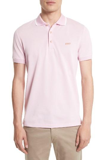 Men's Burberry Adley Tipped Collar Polo - Pink
