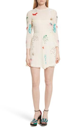 Women's Red Valentino Embellished Georgette Minidress Us / 38 It - Ivory