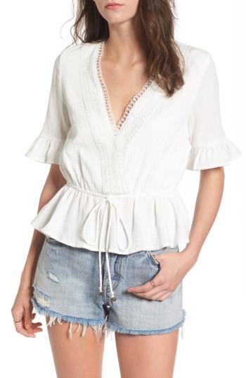 Women's Moon River Cotton Surplice Peplum Top