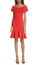 Women's Milly Flounce Hem Off The Shoulder Dress, Size - Red
